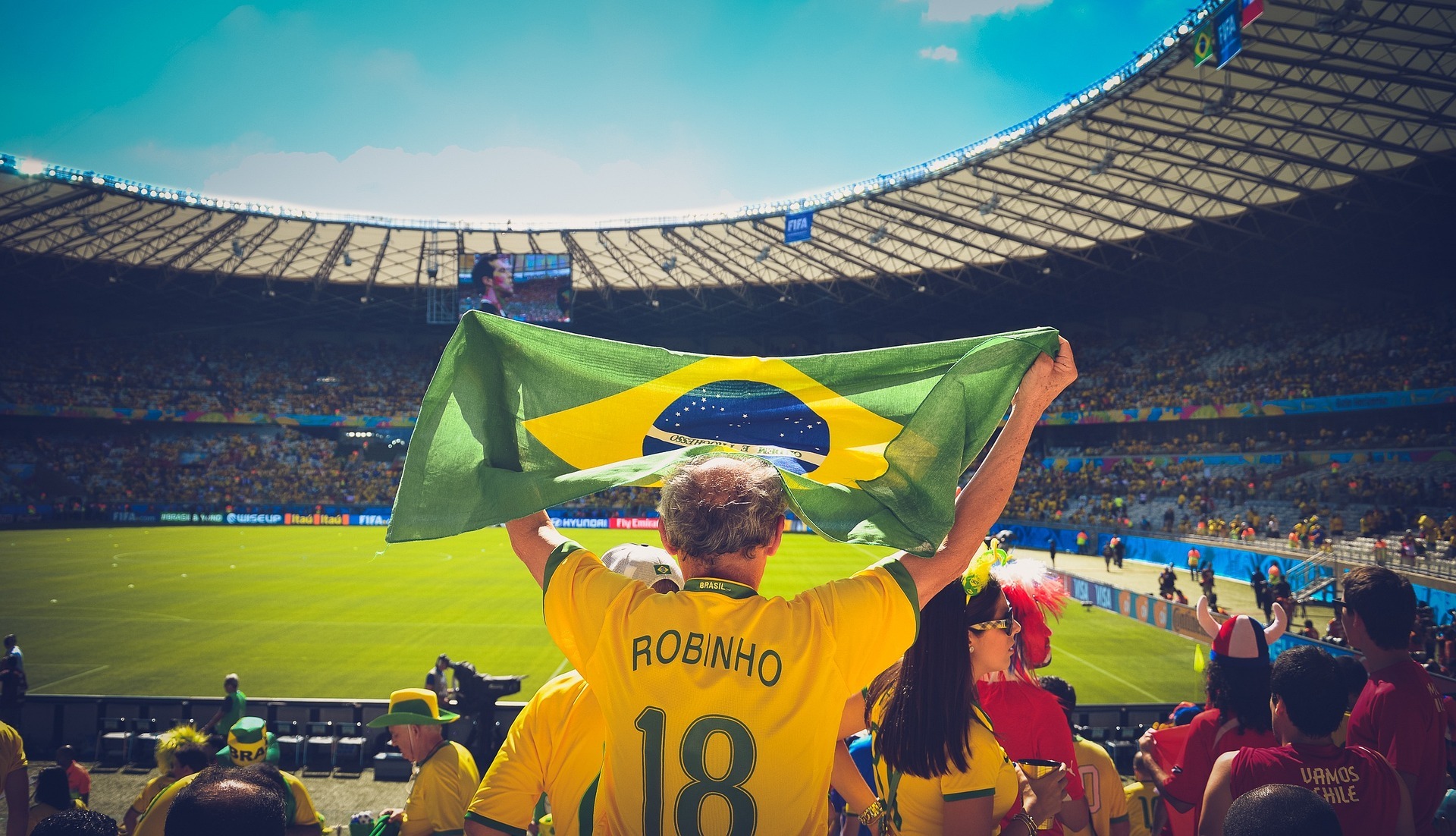 Suporter brésilien, football, étudiant, coupe du monde